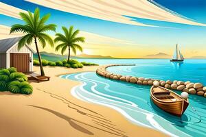 Summer mood beach illustration photo