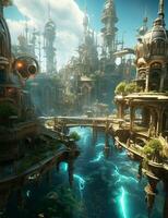 Underwater city bustling photo