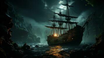 un pirata Embarcacion en el Oceano foto