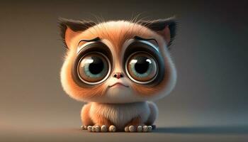 Cute cat  character with big eyes photo