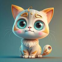 Cute cat  character with big eyes photo