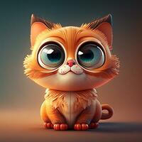 Cute cat  character with big eyes photo