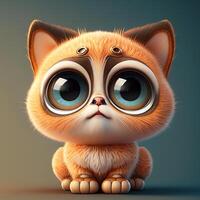 Cute cat  character with big eyes photo