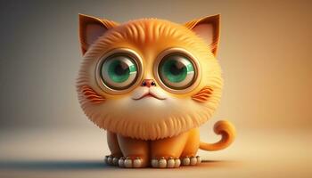 Cute cat  character with big eyes photo