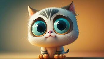linda gato personaje con grande ojos foto