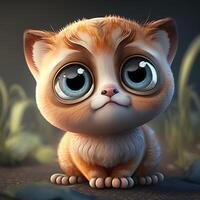 Cute cat  character with big eyes photo