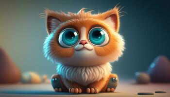 Cute cat  character with big eyes photo