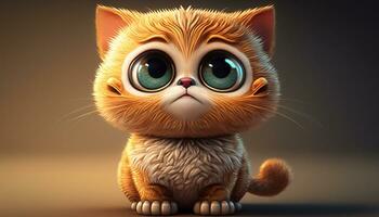 Cute cat  character with big eyes photo