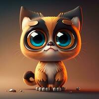 Cute cat  character with big eyes photo