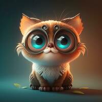 Cute cat  character with big eyes photo