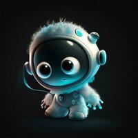 un bebé astronauta monstruo con uno azul ojo sonriente foto