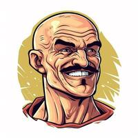 vector bald man with mustache photo