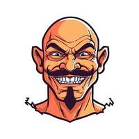 vector bald man with mustache photo