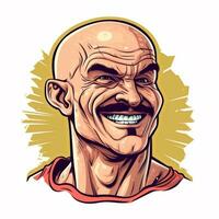 vector bald man with mustache photo