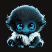 A baby fur alien with blue eye photo