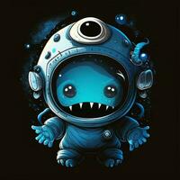 A baby astronaut monster with one blue eye smiling photo