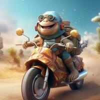 The funny turtle riding motorcycles photo