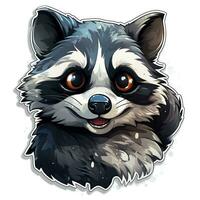 a cartoon trash panda smiling big eyes photo