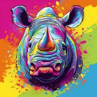 smiling rhino vector art bright colours photo