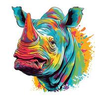smiling rhino vector art bright colours photo