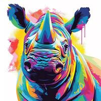 smiling rhino vector art bright colours photo