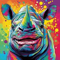 smiling rhino vector art bright colours photo