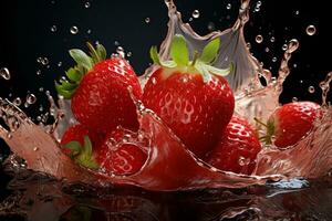 Colorful strawberry splash photo