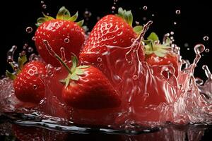 Colorful strawberry splash photo