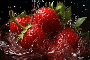 Colorful strawberry splash photo