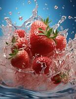 Colorful strawberry splash photo