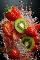 Colorful strawberry splash photo