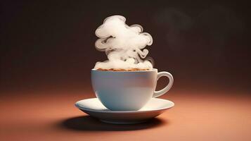 Coffee cup with filled chocolate and smoke photo