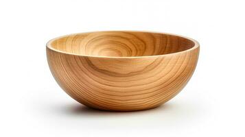 a wooden bowl isolated on white background generative AI photo