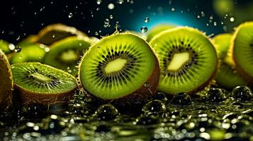 recién lavado kiwi frutas generativo ai foto