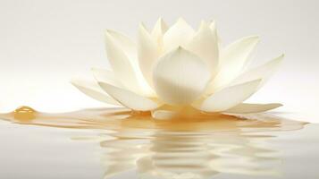 white Lotus on water with white background generative AI photo