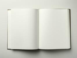 blank page of opened notebook on white background generative AI photo