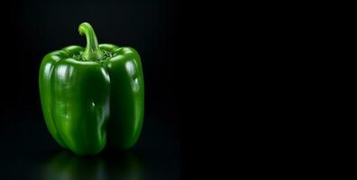 a green paprika on black background generative AI photo