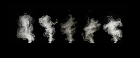 set of smoke on black background generative AI photo