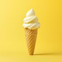 an ice cream cone on yellow background generative AI photo