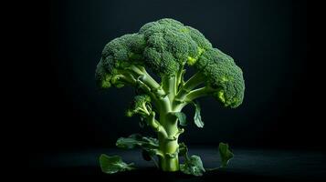 broccoli on dark background generative AI photo