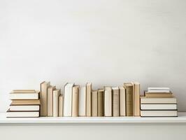 books on white table with white background generative AI photo