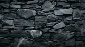 black stone wall texture background generative AI photo