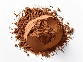 chocolate powder on white background generative AI photo