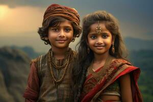 indian little brother and sister in rakhsa bandhan generative AI photo