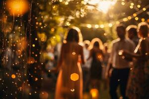 evening party at outside venue unfocused bokeh photo generative AI