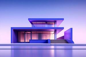 purple modern house generative AI photo