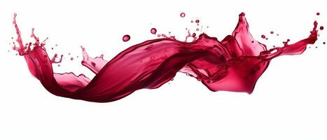 red wine splash on white background generative AI photo