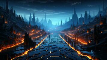 a futuristic dark city generative AI photo