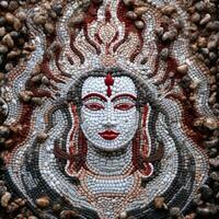 a shiva god face made of mosaic art generative AI photo