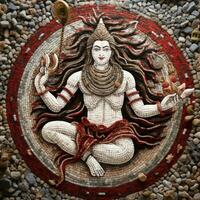 a shiva god made of mosaic art generative AI photo